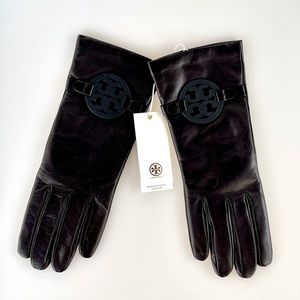 Tory Burch Black Leather Gloves, Size 8
